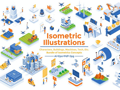 Modern flat design isometric illustrations