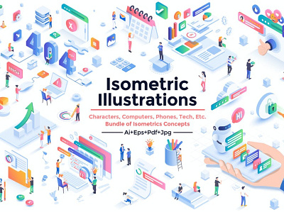 Modern Isometric Design Illustrations 3d 3d animation 3d art app application apps background concept design development flat illustration interface isometric page people phone ui vector web