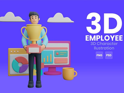 Employee 3D Character Illustration