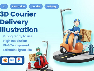 3D Courier Delivery Illustration