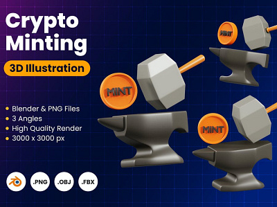 3D Crypto Minting 3d 3d icon 3d icons 3d illustration art bitcoin blender blockchain coin crypto currency design ethereum graphics icon icons illustration money nft wallet