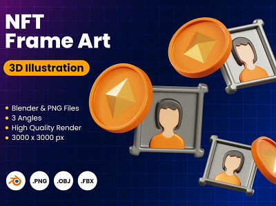 3D NFT Frame Art 3d 3d icon 3d icons 3d illustration art bitcoin blender blockchain coin crypto currency design ethereum icon icon design icons illustration money nft wallet