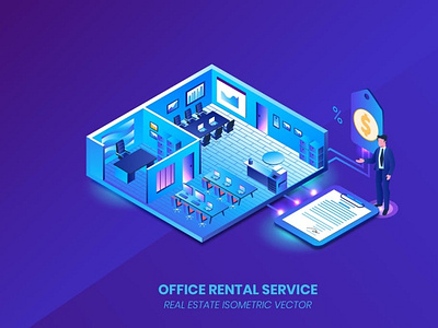 Office Rental Service - Isometric Vector