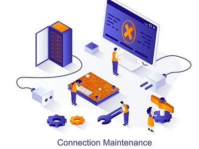 Connection Maintenance Isometric Illustration 3d 3d illustration app application concept design eps illustration illustrations isometric isometric vector jpg page presentation ui unique vector web design web development website