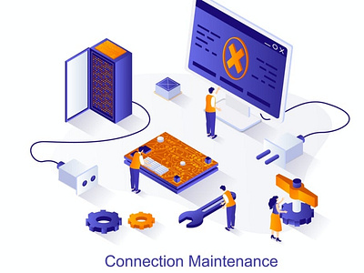 Connection Maintenance Isometric Illustration