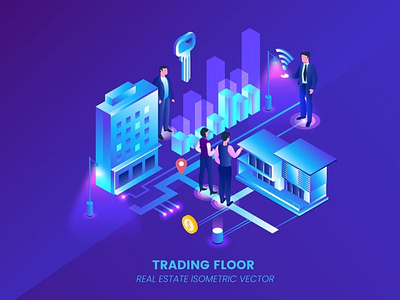 Real Estate Trading Floorreal - Isometric Vector