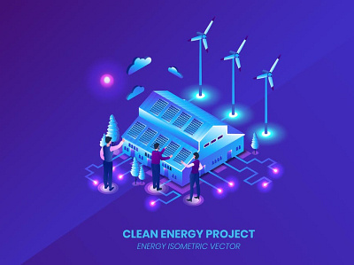 Clean Energy Project - Isometric Vector 3d app banner concept design download eps graphic graphics illustration isometric isometry jpg landing page presentation resources vector web web design website