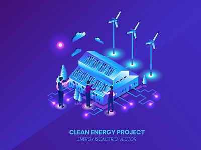 Clean Energy Project - Isometric Vector