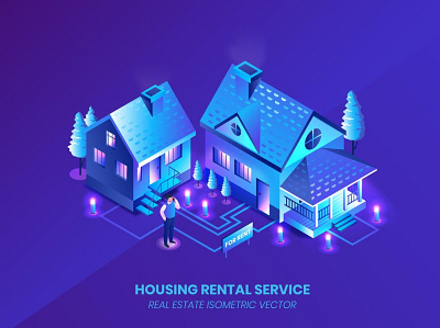 Housing Rental Service - Isometric Vector 3d app banner concept design download eps graphic graphics illustration isometric isometry jpg landing page presentation resources vector web web design website