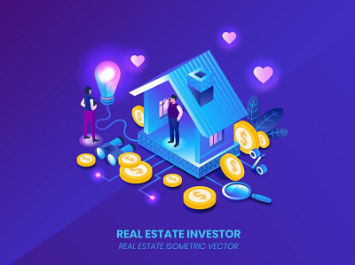 Real Estate Investor - Isometric Vector 3d 3d illustration app application banner concept design eps illustration isometric isometry jpg landing page page png real estate vector web web design website