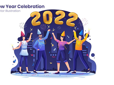 New Year Celebration Flat Illustration