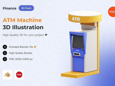 ATM Machine 3D Finance Object 3d 3d animation 3d art 3d illustration app atm concept finance illustration landing landing page money object page ui ux web web design web development website