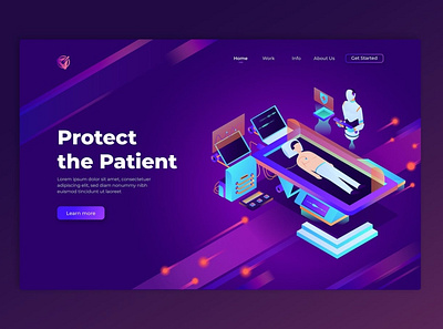 Protect The Patient - Isometric Landing Page 3d background business characters concept dashboard design illustration isometric isometry landing page people resource template ui ux web website wireframe