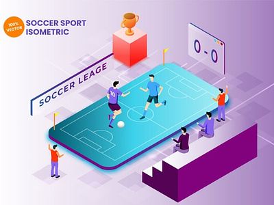 Isometric Soccer Sport Vector Illustration