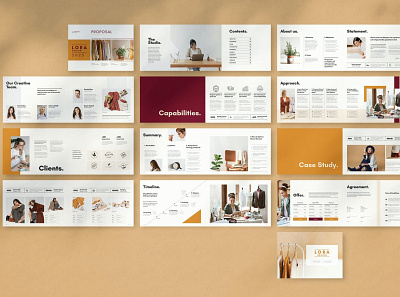 Proposal Template annual brand branding business company corporate fashion feminine indesign lifestyle minimal modern orange pack pitch proposal proposal template shadow studio template