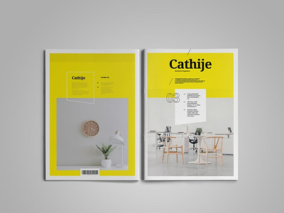 Cathije | Business Magazine Template branding brochure business clean creative design editable editorial element indesign layout magazine marketing minimalist modern print simple template vector yellow