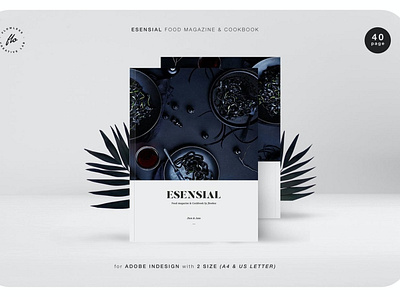 Esensial Food Magazine & Cookbook a4 adobe indesign agency catalog catalogue clean company corporate graphic design indesign magazine minimal minimalist modern print printable professional simple template us letter