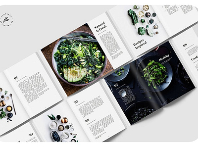 Esensial Food Magazine & Cookbook a4 adobe indesign agency catalog catalogue company corporate esensial food graphic design indesign magazine minimalist modern print printable professional simple template us letter