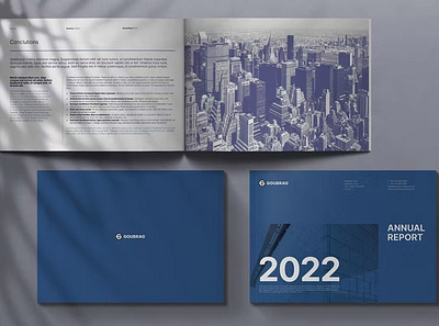 Goubrag Annual Report 2022 annual annual report annual report 2022 blue brand identity branding brochure business company corporate creative dark editorial graphic design identity infographic informational landscape modern report