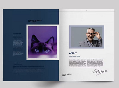 Free Purple Photo Album Layout bleed brand branding brochure business catalog clean clear cool fashion indesign layout magazine magazine template minimal modern print print template purple template