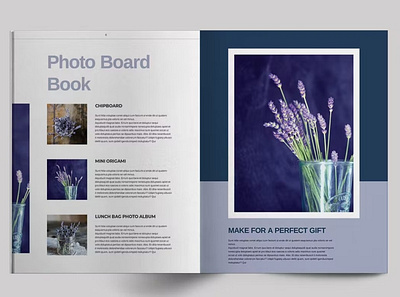 Free Purple Photo Album Layout bleed brand branding brochure business catalog clean clear cool fashion indesign layout magazine magazine template minimal modern print print template purple template