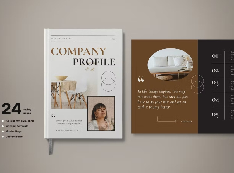 Free Beige Minimalist Company Profile Book by Willy Media on Dribbble