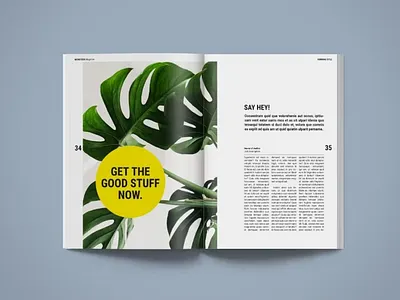 FREE Magazine Template | Monstera adobe indesign branding corporate design facing pages graphic design illustration magazine magazine template marketing minimalist motion graphics print design project project proposal pubric strategy ui uiux ux