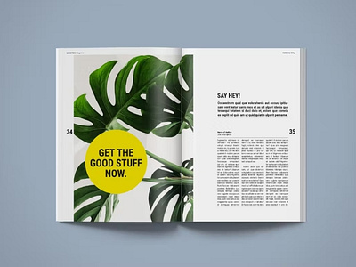 FREE Magazine Template | Monstera adobe indesign branding corporate design facing pages graphic design illustration magazine magazine template marketing minimalist motion graphics print design project project proposal pubric strategy ui uiux ux