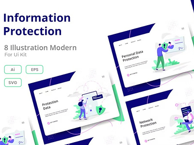 Information data Protection Web Illustrations Set