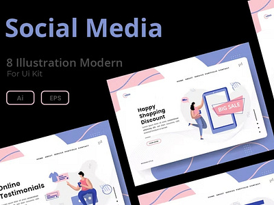 Social Media Promotion Illustration Set