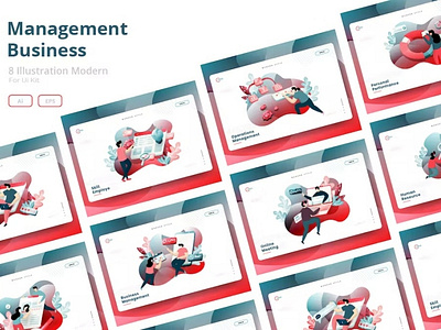 Management System Web Illustrations Set