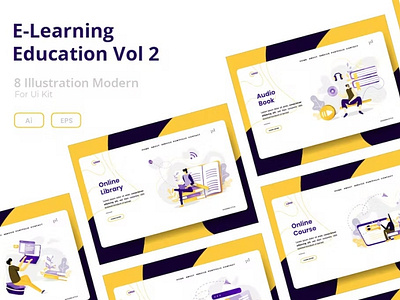 E-Learning Education Web Illustration Set