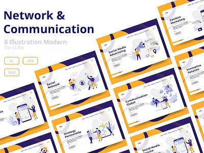 Network & Communication Web Illustration Set