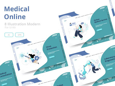 Medical Online Web Illustration Set artwork brand identity brand illustration branding corporate branding corporate identity design illustration digital art digital illustration identity branding illustration design illustration designs illustrations design illustrator logo design visual identity web illustration