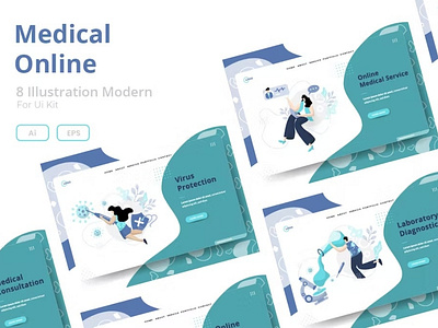 Medical Online Web Illustration Set