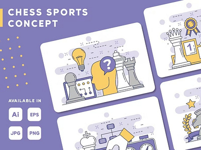 Chess Sports Concept Web Illustrations Set