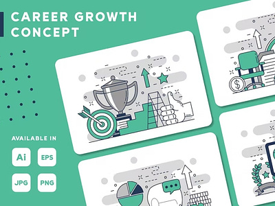 Career Growth Concept Web Illustrations Set