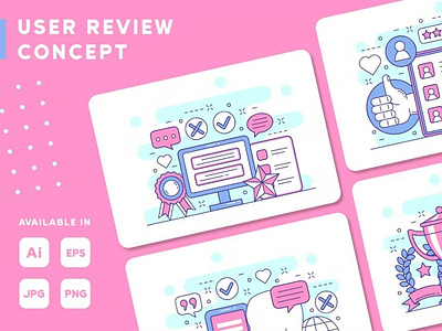 User Review Concept Web Illustrations Set