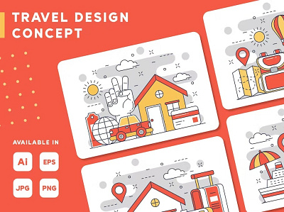 Travel Concept Web Illustrations Set artwork brand identity brand illustration branding concept corporate branding corporate identity design design illustration digital art digital illustration identity branding illustration illustration design illustration designs illustrations design illustrator logo design visual identity web illustration