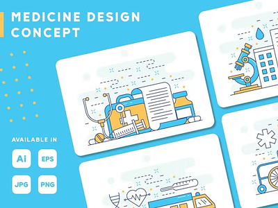 Medicine Concept Web Illustrations Set