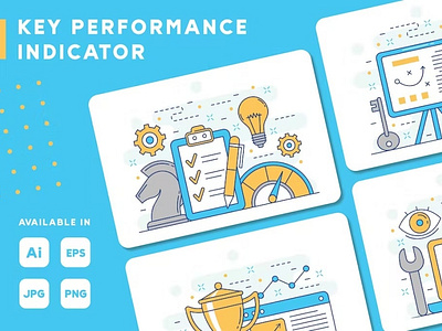 Key Performance Indicator Concept Web Illustrations Set