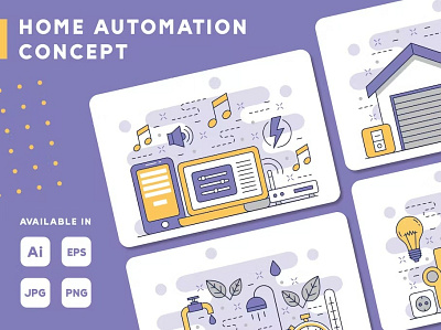 Home Automation Concept Web Illustrations Set artwork brand identity brand illustration branding concept corporate branding corporate identity design design illustration digital art digital illustration identity branding illustration illustration design illustration designs illustrations design illustrator logo design visual identity web illustration