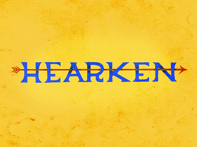 Hearken arrow blue hearken procreate typography yellow