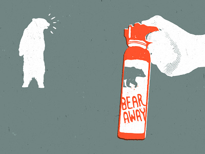 Bear Away backpacking bear bear spray illustration orange red