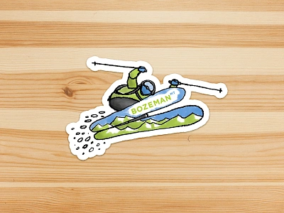 Stuck on Bozeman bozeman illustration montana skiing sticker stickers water bottle