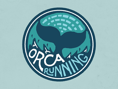 Orca Running blue illustration logo orca running typography
