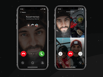 Telegram (group video call) app chat dark theme design interface ios light theme messenger telegram ui ux video call