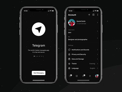 Telegram / Account app chat clean design dark theme design design app gui interface ios macos messenger mobile app design redesign telegram ui uidesign ux uxdesign webdesign