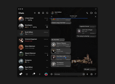 Telegram / Chat app chat dark theme design interface macos messenger redesign telegram ui uidesign ux uxdesign