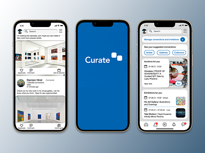 Curate Mobile App UI Design app branding design graphic design illustration illustrator logo mobile networking photoshop social media ui user interface ux